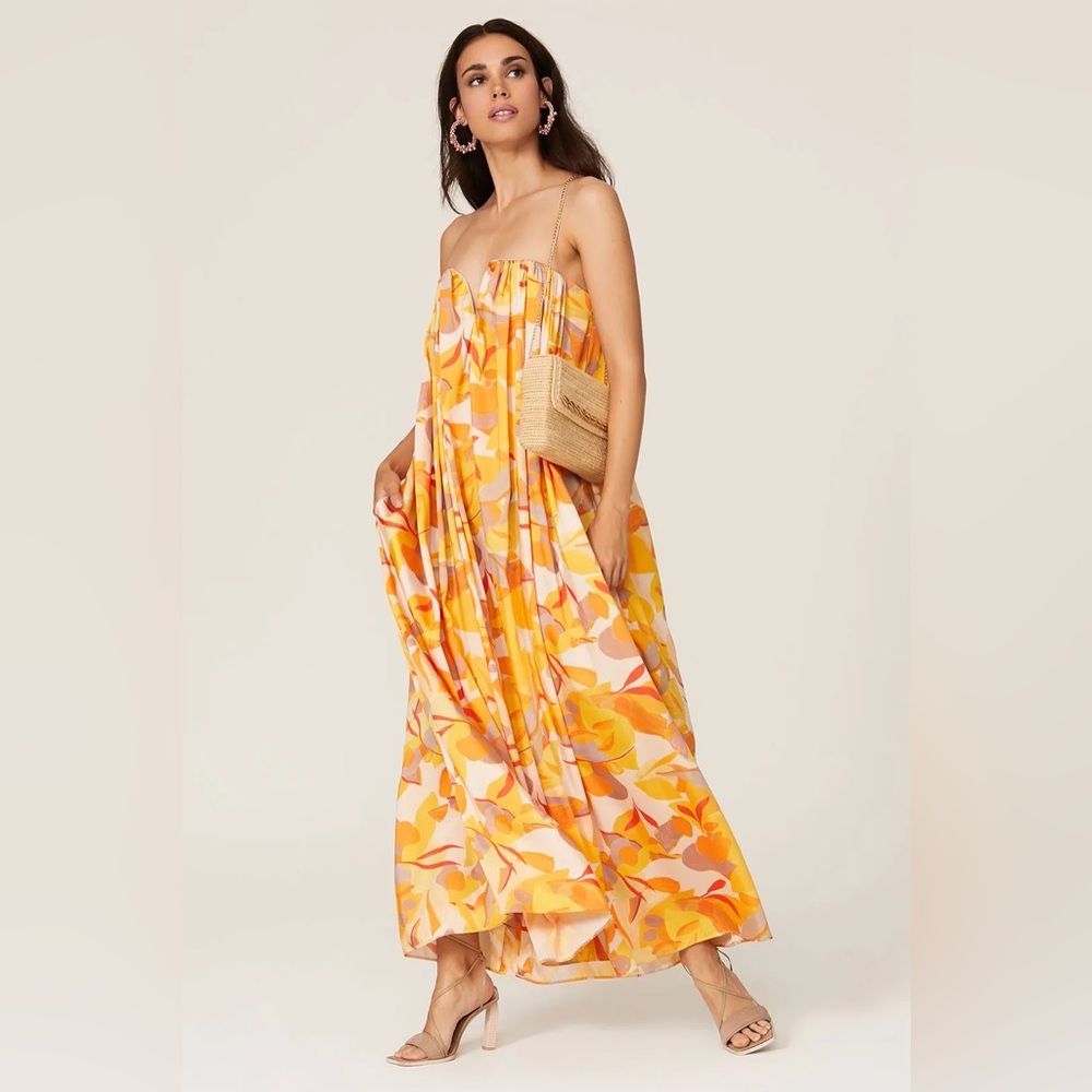 Acler Orange Floral Maxi Dress size 8